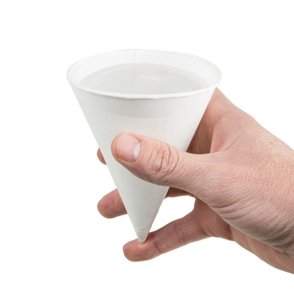 Cone Cups 4oz Disposable Biodegradable White Paper Cones Rim Cups