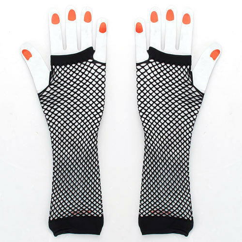 Netzhandschuhe Fingerlos Halblang – Schwarz, Aus Polyacryl & Elasthan, Handwäsche, Ca. 25,5 Cm