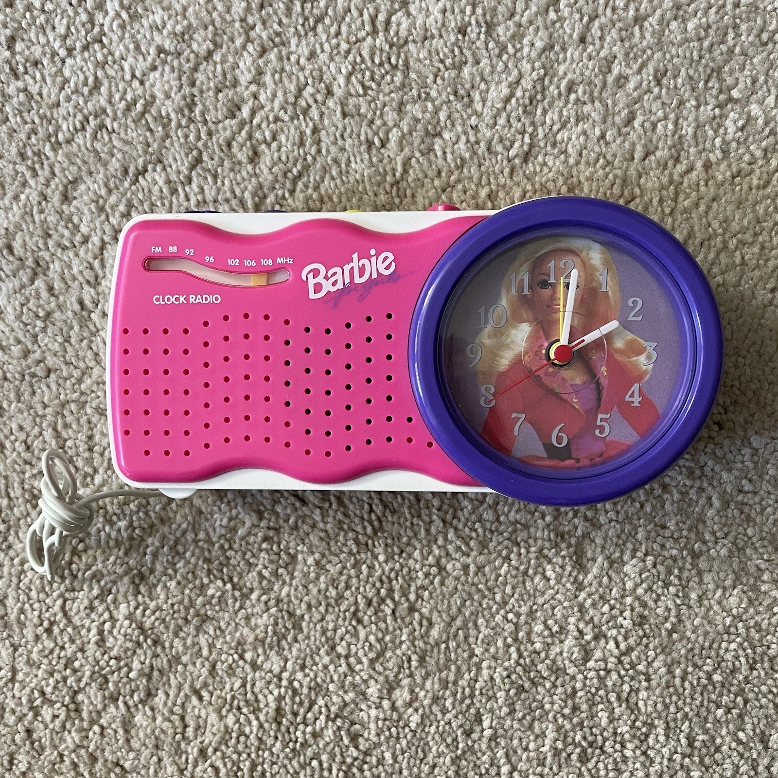 Vintage Mattel Barbie Alarm Clock with Lighted Face & FM Radio  