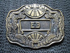 WESTERN ED NAME HIPPIE BELT BUCKLE VINTAGE RARE ODEN 1980s USA HEAVY 