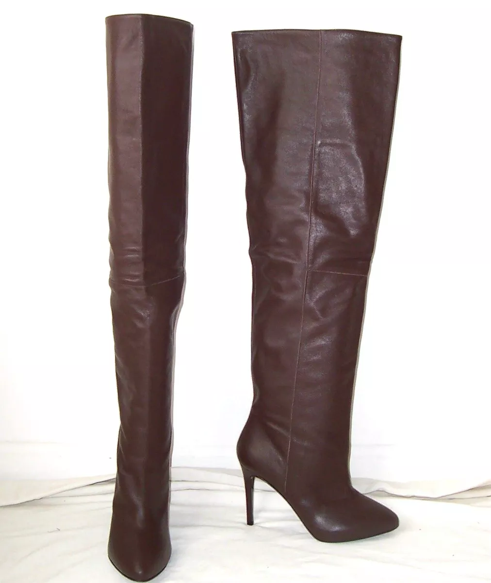 Medfølelse Produktiv Harden ACNE Brown Leather Stiletto Heel Over The Knee Thigh Boots 39 9 | eBay