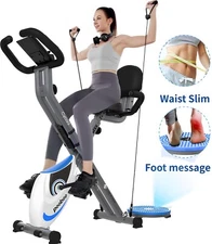 Pooboo Home Stationary Magnetic Resistance Exercise Bike Foldable Training Cycle