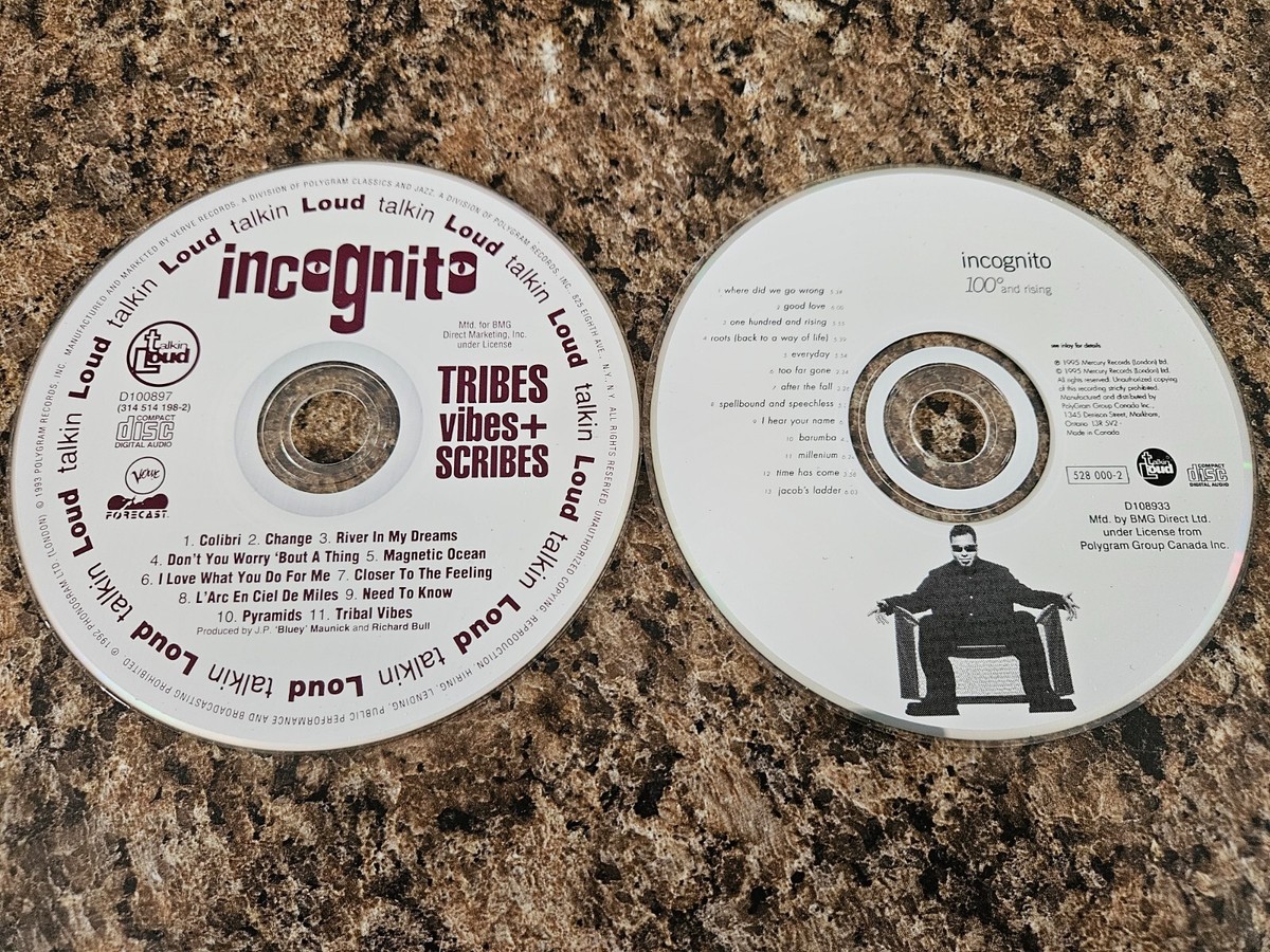 2 BMG INCOGNITO CDS minty! 100 DEGREES AND RISING exc! TRIBES