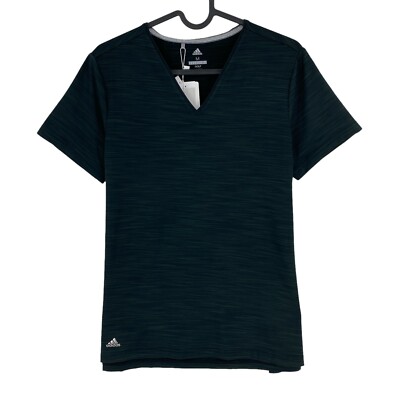 Adidas Golf Ultimate UPF50 Black Green Collarless Polo Shirt