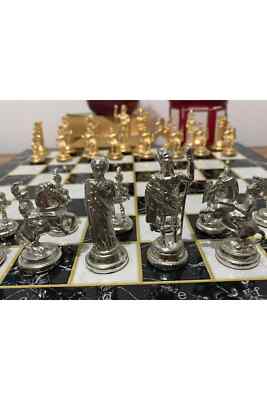 Ancient Roman Large Metal Chess Set
