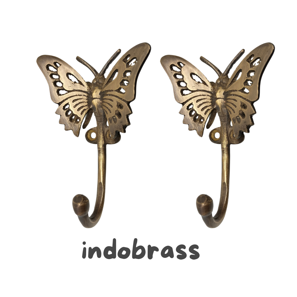 ANTIQUE Butterfly Style HOOK Hanger Solid Brass Vintage Hook Hat
