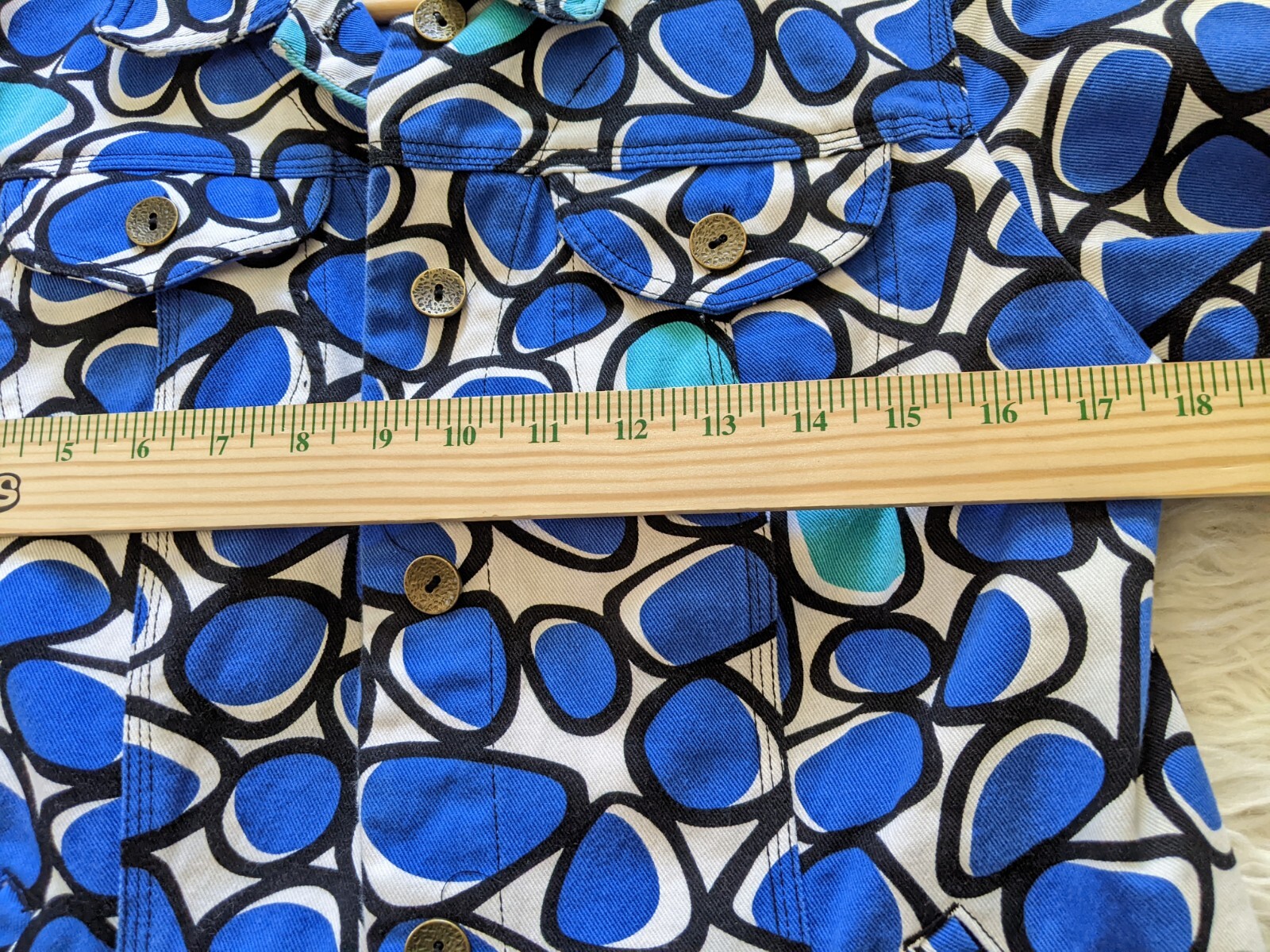 RUBY RD Jacket Bright Blue Circle Mod Pattern Poc… - image 7