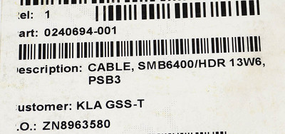 KLA Tencor CABLE, SMB6400/HDR 13W6 PSB3
