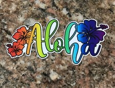 Aloha Sticker - Rainbow Hawaiian Islands Oahu Maui Kauai Hawaii Waikiki Kona