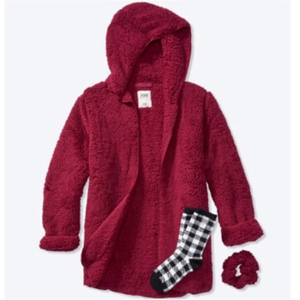 pink sherpa cardigan
