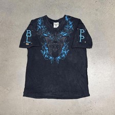 Vintage Blac Label T Shirt Mens XXL Tribal Skull Wings Assault Rifle Grunge Y2K