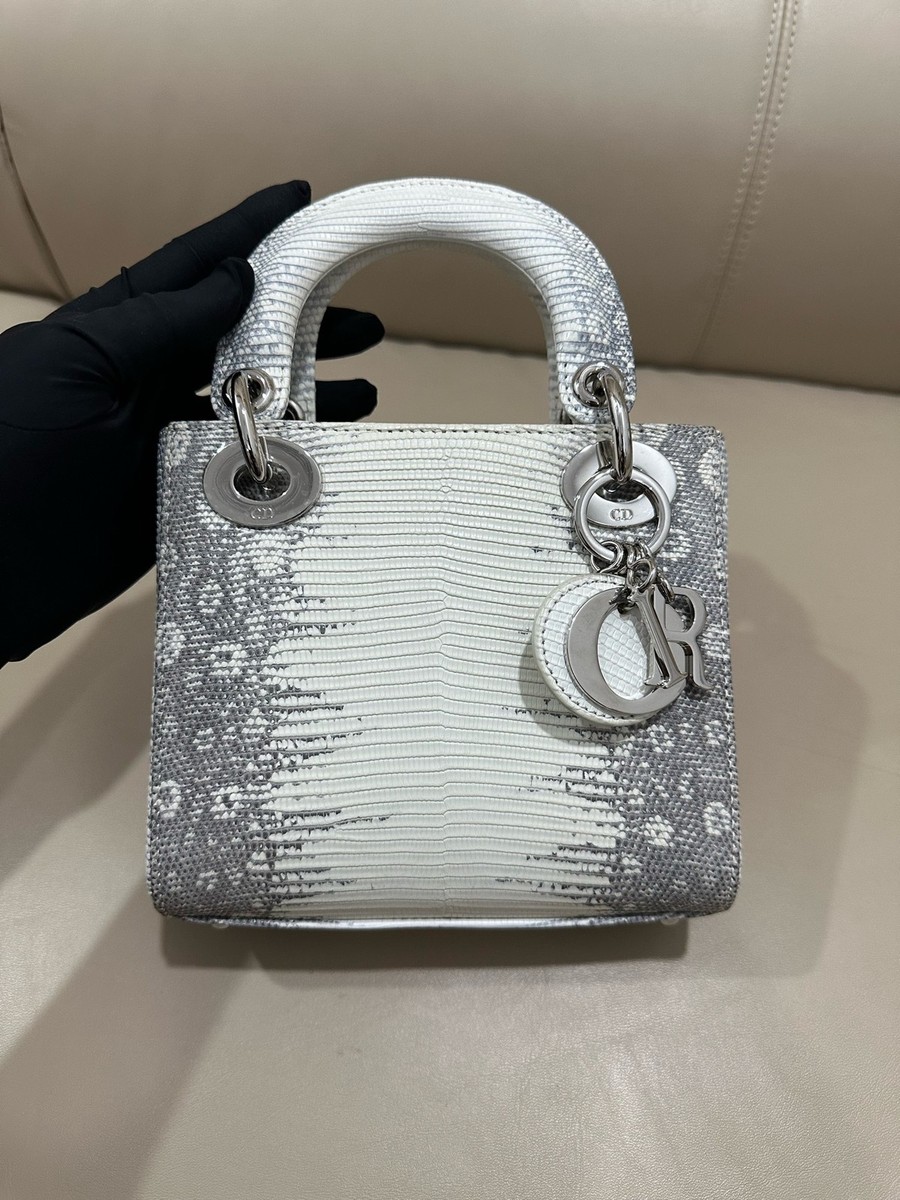 Dior Lady Dior 3-Grid Women's Handbag Original Lizard Leather | eBay