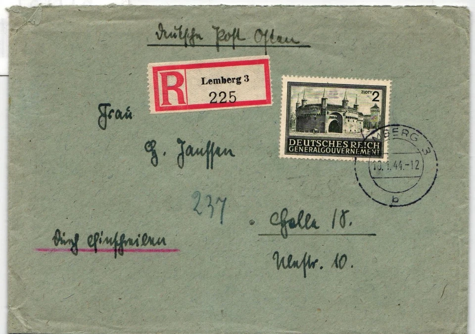 Deutsche Besetzung Generalgouvernement 113 auf Brief als Einzelfrankatur #KD131 - Bild 1 von 2
