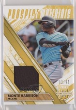 2019 Panini Elite Extra Edition Prospect Materials Gold 2/99 Monte Harrison 2p7