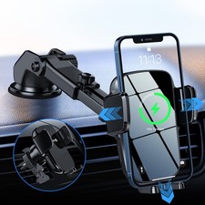 Wireless Car Charger Mount, 15W Fast Charging Auto-Clamping Car Phone Holder,...