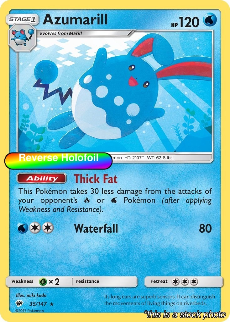 Reverse Holofoil - Azumarill - 35/147 - SM - Burning Shadows - NM