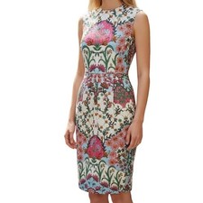 ASOS Floral Tapestry Midi Dress Womens 4 Sleeveless Cutout Back Pencil Romantic