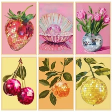 6P Disco Ball Paint by Numbers Kit for Adults, DIY Fruit Adult's Paint by Num...