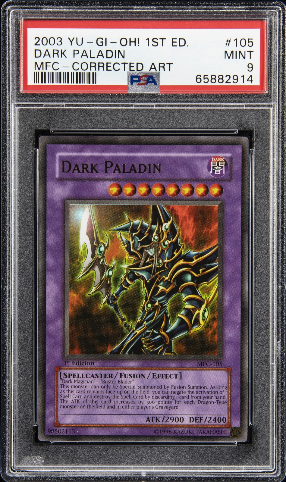 2003 YU-GI-OH! MFC-MAGICIAN'S FORCE 1ST EDITION-CORRECTED ART DARK PALADIN PSA 9