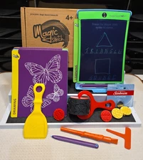 BOOGIE BOARD Magic Sketch With 60 Stencils, Extra Stylus & Battery & 8 Tools VGC