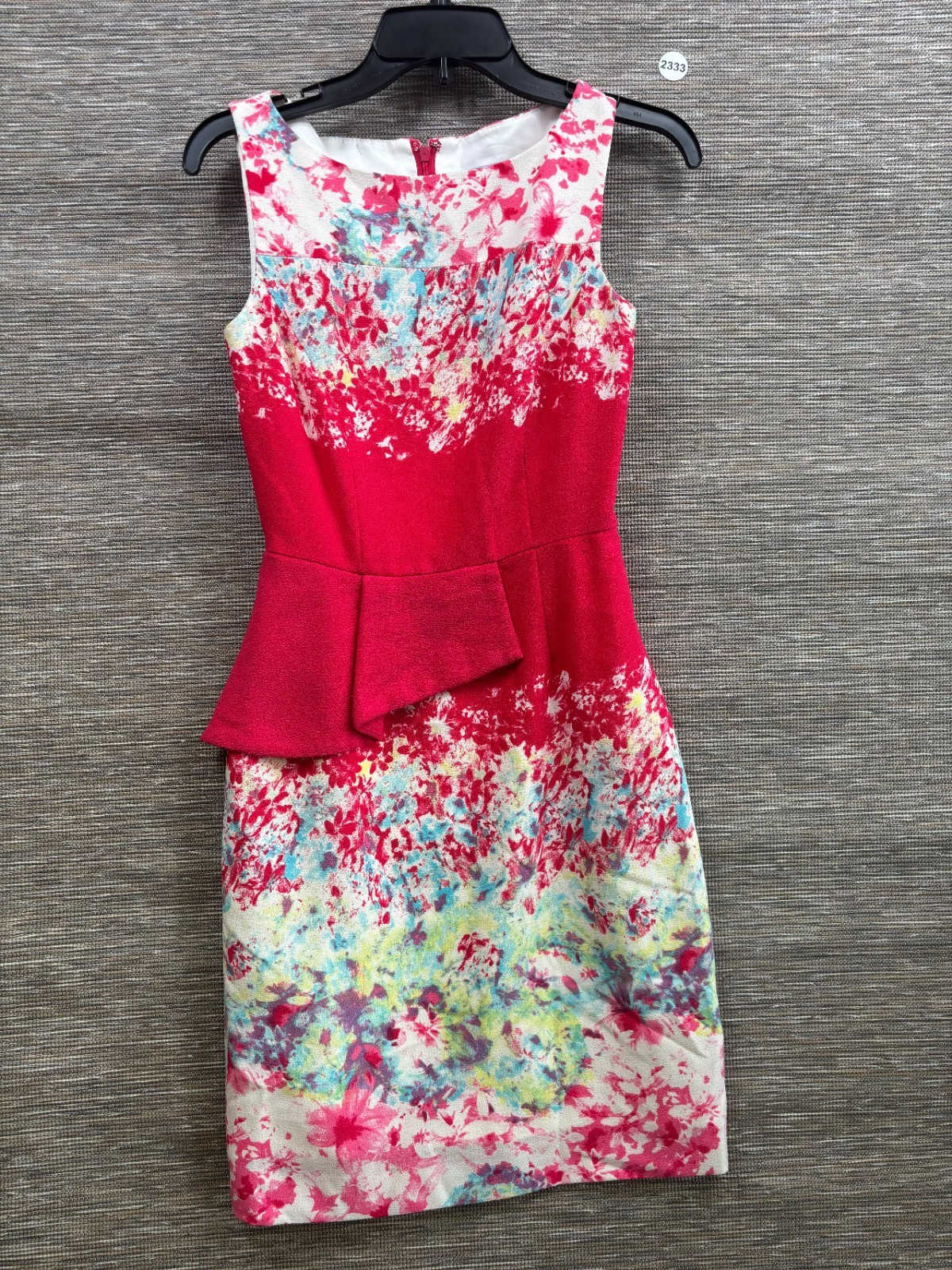 Antonio Melani Sleeveless Dress 0 Pink Blue Floral Lined Back Zip Split Spring
