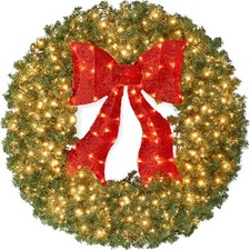 Best Choice Products 36in Large Artificial Pre-Lit Fir Christmas Wreath Holiday
