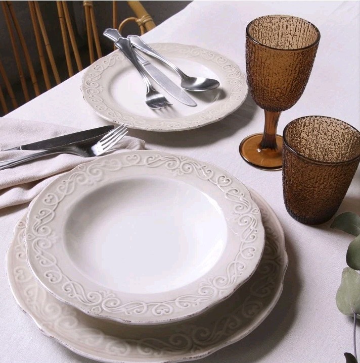 Servizio Piatti 18 Pezzi Cozy Stoneware Beige Tognana