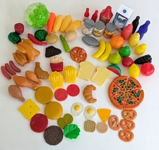 Lot of Play Food Vegetables Fruits Chicken Hamburger Milk Pizza Eggs Fries 75 Pc