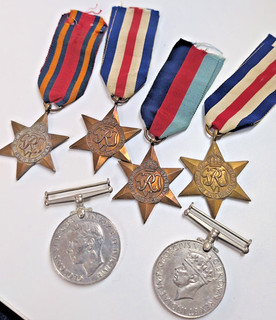 COLLECTION OF MILITARY WW II MEDALS BURMA FRANCE AND GERMANY STAR