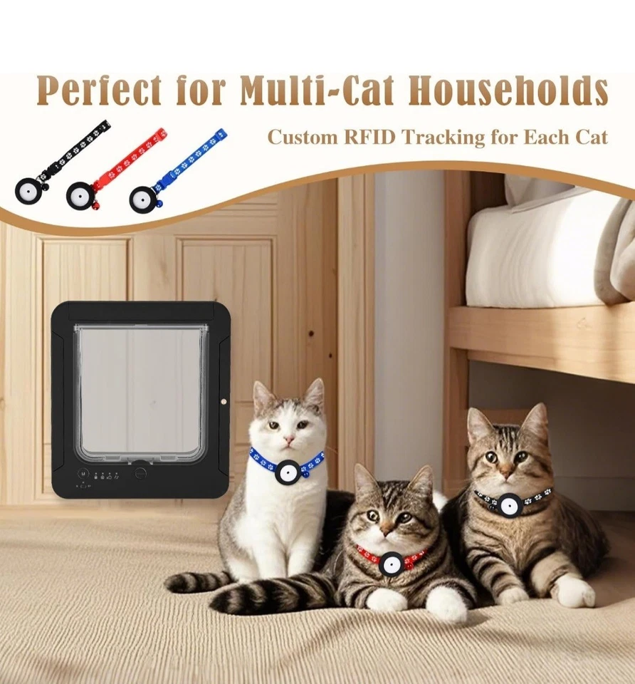 Puerta inteligente para gatos microchip puerta para mascotas RFID collar sensor apertura automática puerta para gatos Foto 2 de 4