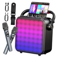 Karaoke Machine for Adults  Kids with Full-Screen LED Lights, Portable