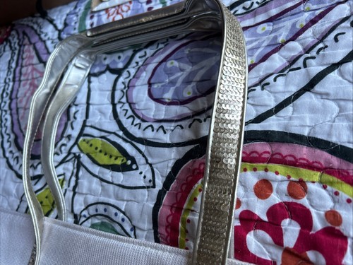 VICTORIA'S SECRET Ivory Gold Bling Sequin Large Weekender Travel Tote Bag NWOT - Picture 12 of 24