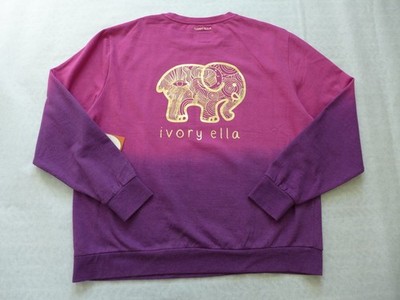 IVORY ELLA Size S Ryan Sweatshirt Ombre Pink Purple Gold Elephant Oversized NEW