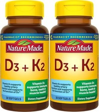 Vitamin D3 K2 5000 IU Softgels - Bone, Teeth, Muscle Immune Support - 60 Count
