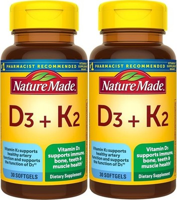 Vitamin D3 K2 5000 IU Softgels - Bone, Teeth, Muscle & Immune Support - 60 Count