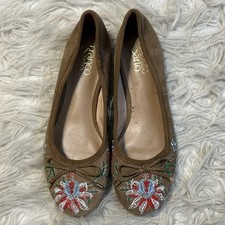 Franco Sarto Roland Ballet Flats Brown Suede Floral Embroidered Boho Slip On 7