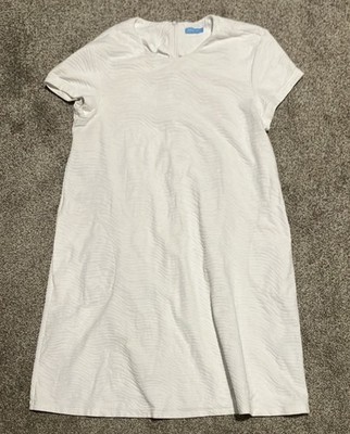 J. MCLAUGHLIN WHITE DRESS RADIO WAVES JACQUARD SWING SIZE LARGE