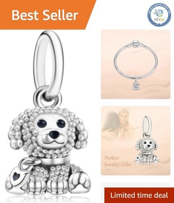 Dangle Silver Charm with Poodle Design - Cherish Every Occasion with Elegance