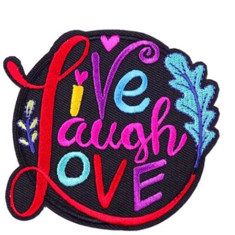 Live Love Laugh iron or sew embroidered patch  - Image 2 of 2