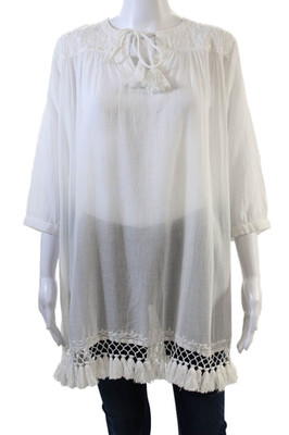 Roller Rabbit Womens Lucknow Serafina Tunic - White Size XS