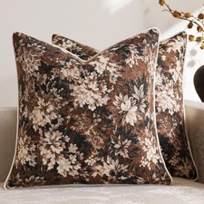Pack of 2 Vintage Floral Throw Pillow Covers 20x20 Boho Farmhouse Accents Che...