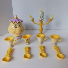 1993 Disney Beauty  The Beast Tea Set Mrs Potts,Lumiere,Chip.LOOK AT PHOTOS 