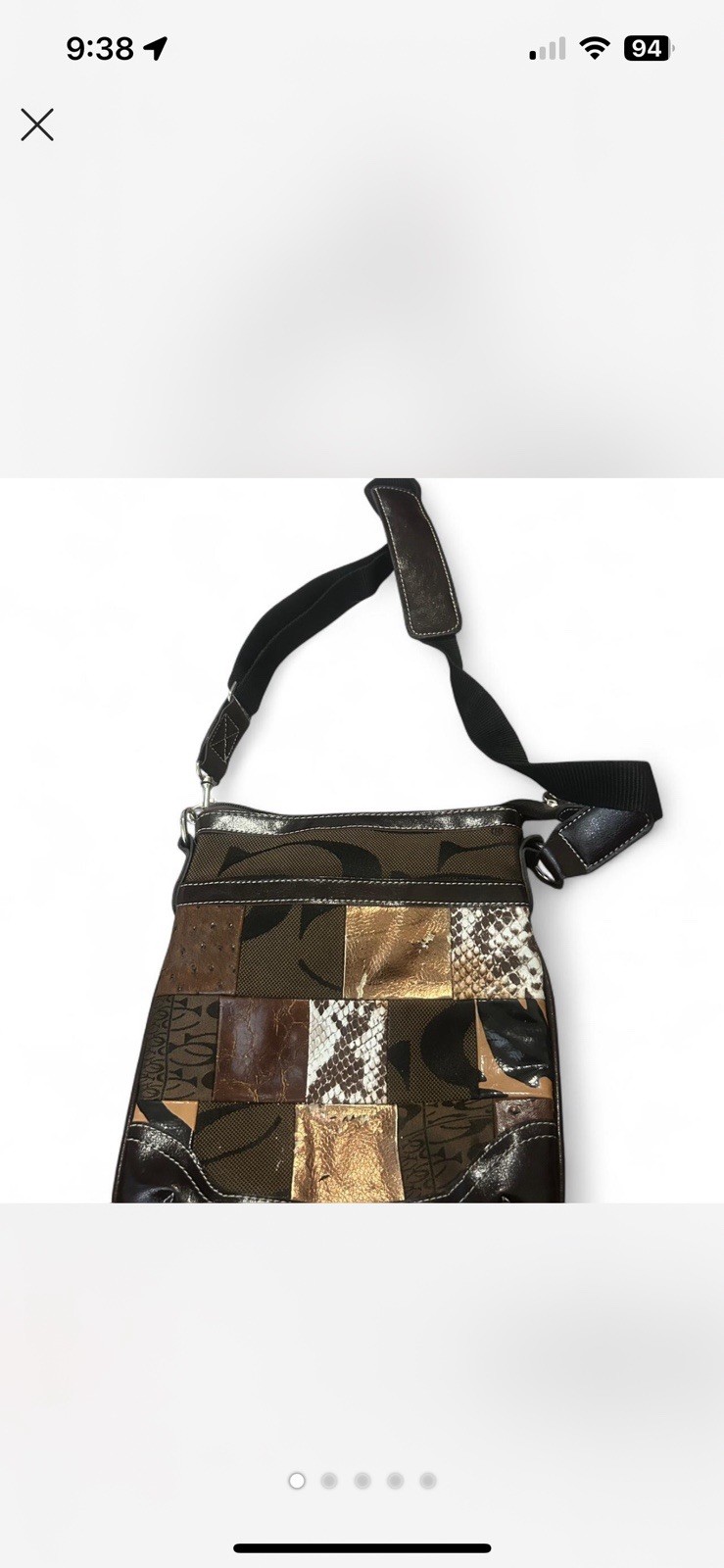 Coach Women’s Brown Patchwork Printed Adjustable … - image 1