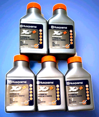 #ad 5 Pack Husqvarna Synthetic Blend 2 Stroke Oil 2.6oz ea Ready to Mix w 1 Gal Gas $17.90