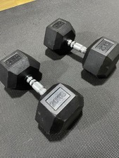 Pair of 20kg Rubber Hex Dumbbells (40kg Total) - Great Condition