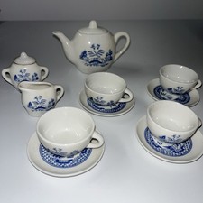 Blue Willow Style Miniature Tea Coffee Set