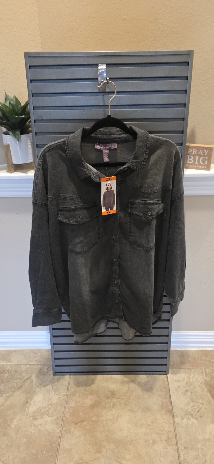 Best Deal Gloria Vanderbilt Women Denim Long Sleeve Shirt Grey XXL NWTs