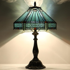 Tiffany Lamp Stained Glass Table Lamp Bedside Reading Light W12H19 Inches (Missi