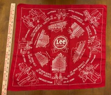 Vtg 1940s 1950s Lee Work Clothes Red Advertising Bandana Union Made Jeans