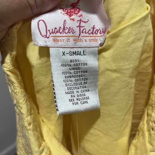 Vintage Quacker Factory Jacket XS Yellow Eyelet Beaded Button Collar (241) - Picture 10 of 12